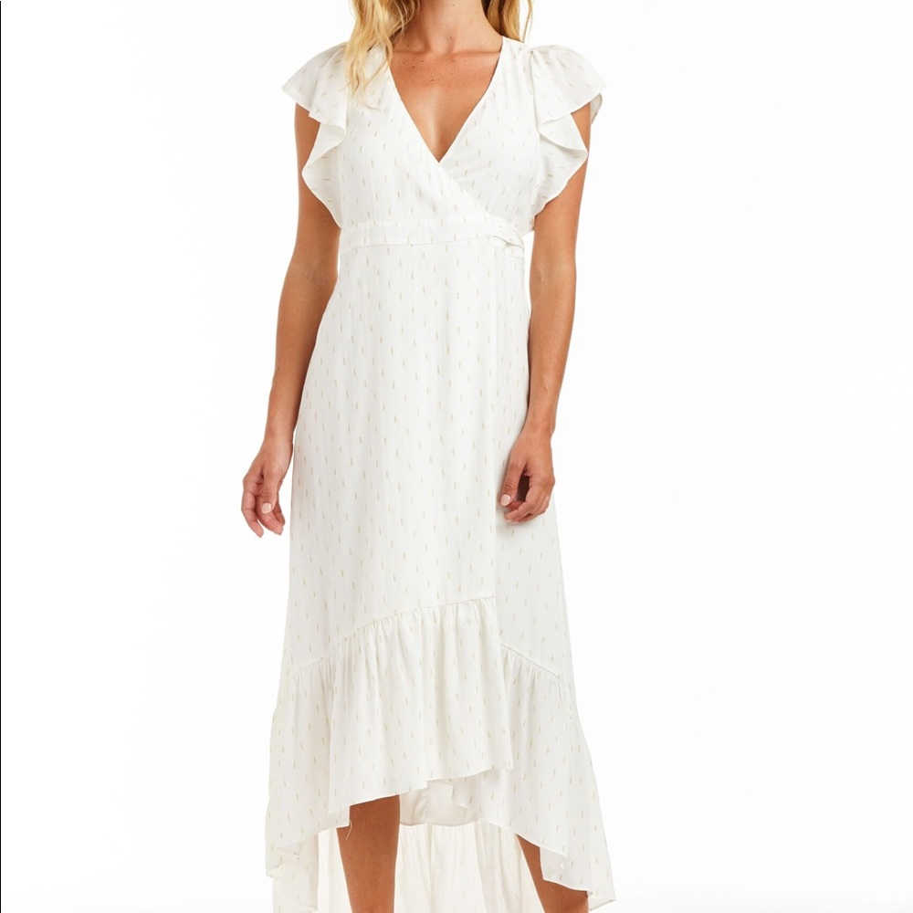 White and Gold DREW Wrap Dress